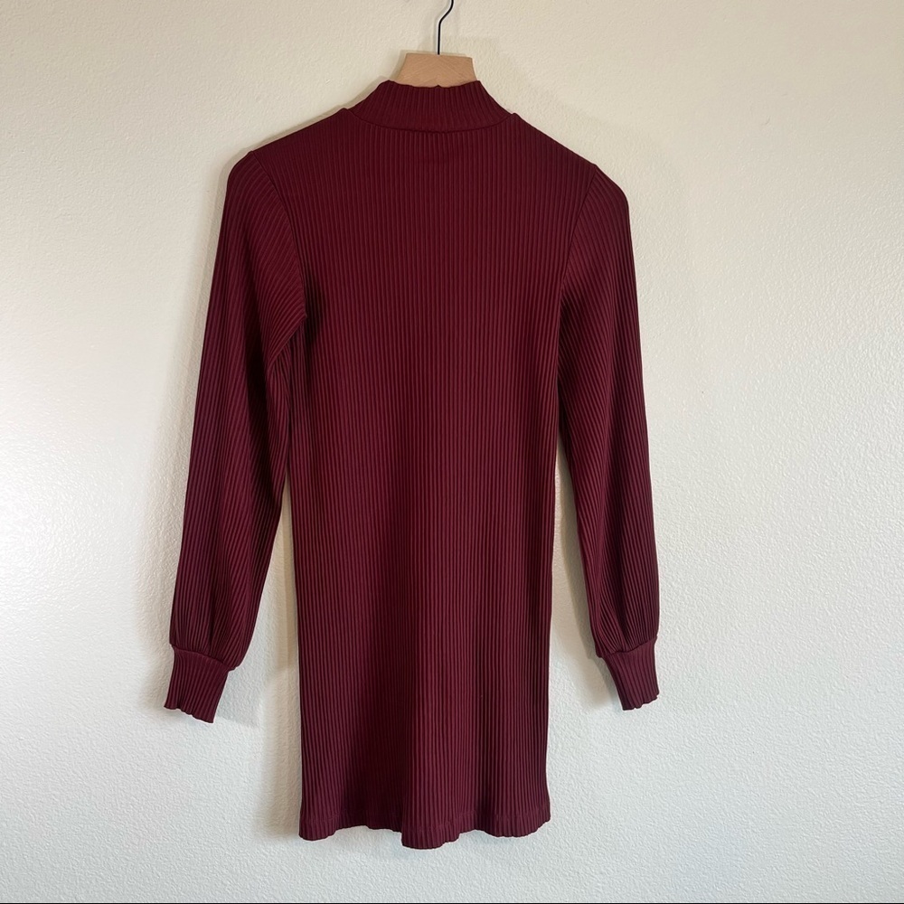 Aritzia Wilfred Ribbed Burgundy Dress - Picture 3 of 6